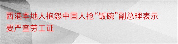西港本地人抱怨中国人抢“饭碗”副总理表示要严查劳工证